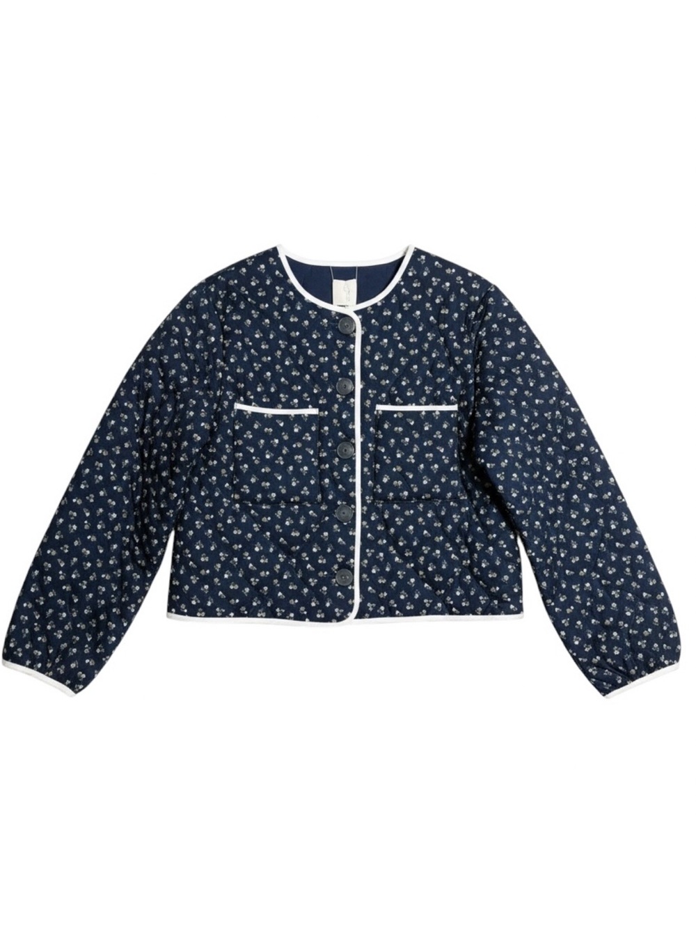 Joie Navy Floral Reversible Quilted Jacket NWT Size Medium
